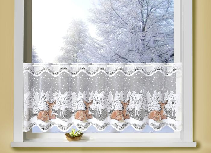 Handfärgad kort persienn med rådjursmotiv 