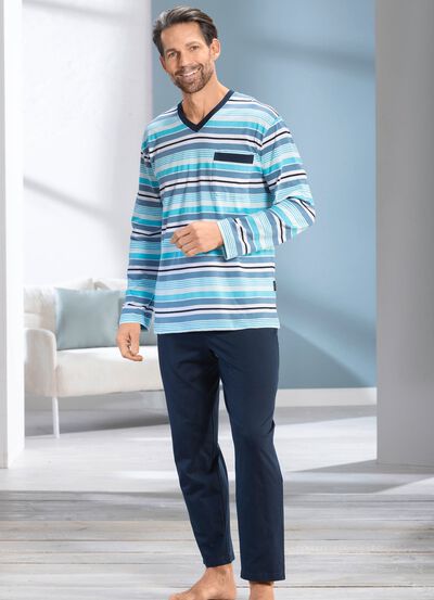 Tv&aring;pack pyjamas med v-ringning och &ouml;ppna f&aring;llar 