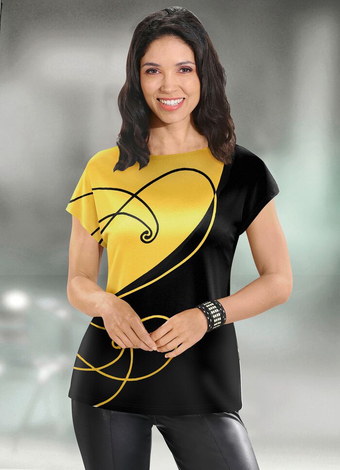 Skjorta med elegant tryck SVART GUL