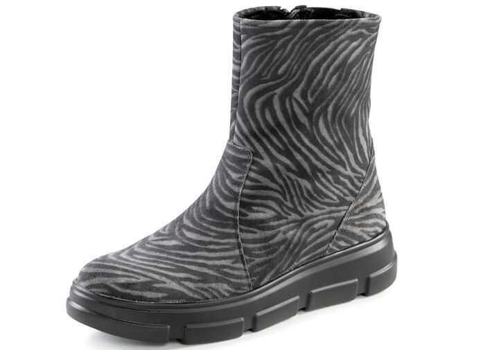Waldläufer stövletter med zebradesign SVART-GRÅ