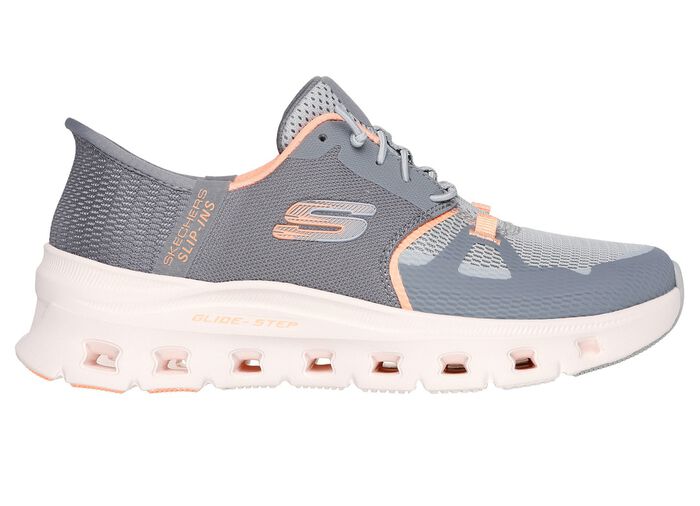 SKECHERS tr&auml;ningsskor med gjuten slip-in h&auml;lplatta GR&Aring;-ORANGE
