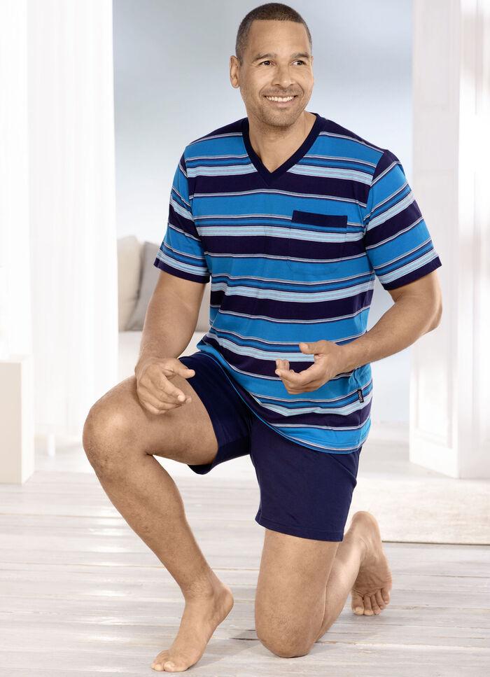 Tvåpack shorts med V-ringning och bröstficka 