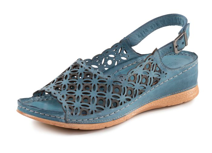 Gemini-sandal i perforerat, pr&auml;glat nappal&auml;der 