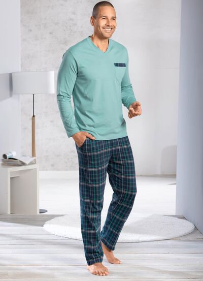 Comte-pyjamas med V-ringning och &ouml;ppna manschetter 