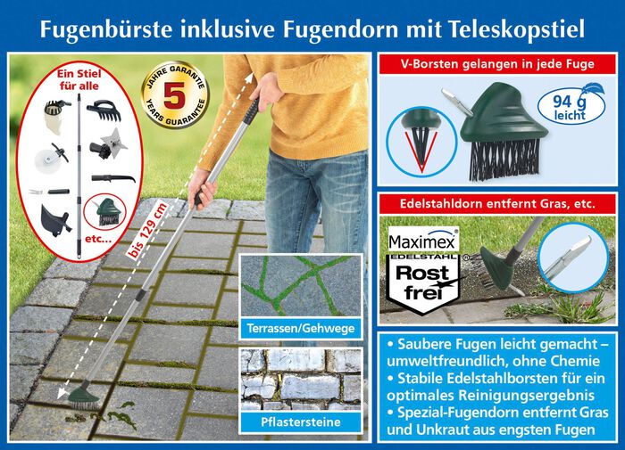 Fogborste med fogpinne och teleskopskaft 