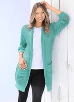 L&aring;ng cardigan i stretchig randig look MYNTA