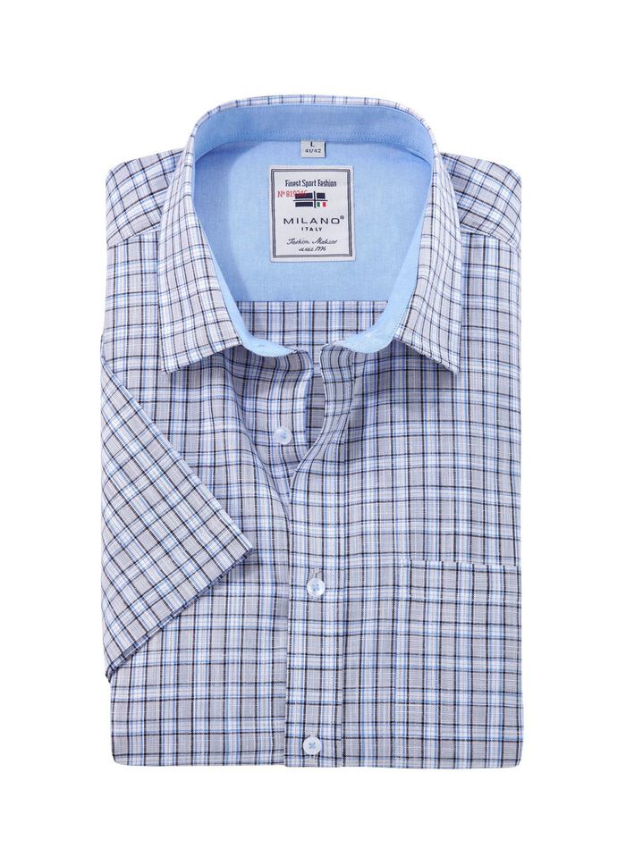 Rutig skjorta med texten "Milano Italy" i fyra f&auml;rger LJUSGR&Aring; RUTIG