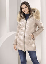 Jacka med avtagbar huva BEIGE