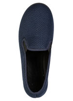Bekv&auml;ma herrtofflor, bredd H, med anatomiskt formad fotb&auml;dd MARINE