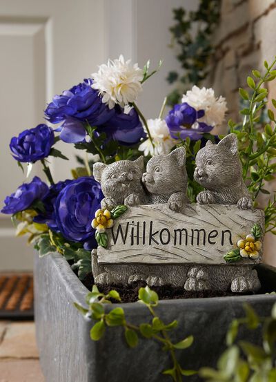 V&auml;lkommen med hund eller katt av polyresin 