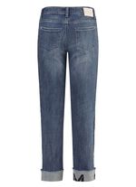 Jeans med franskant och bokst&auml;ver p&aring; ena benet 