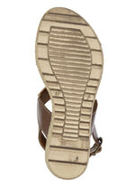 Gemini, trendiga damsandaler, bredd G, tillverkade av läder BRAUN-BEIGE