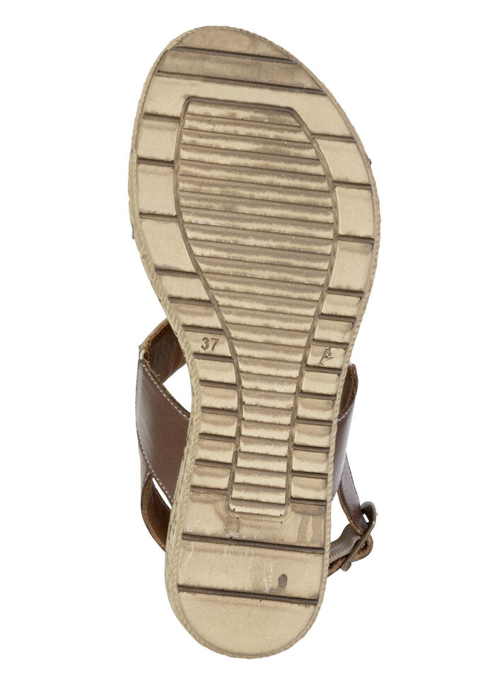 Gemini, trendiga damsandaler, bredd G, tillverkade av läder BRAUN-BEIGE