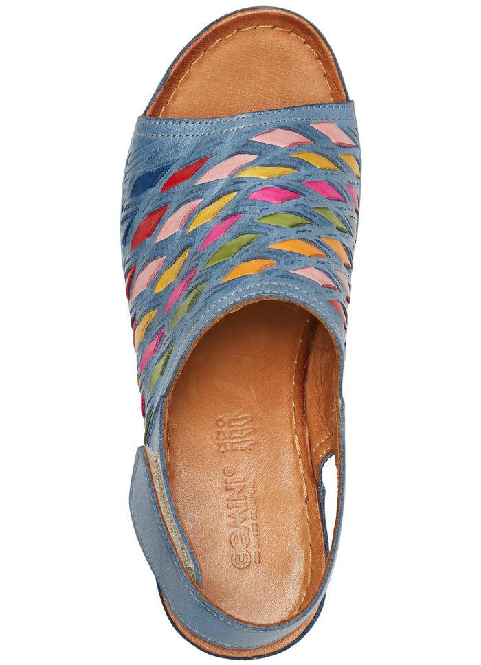 Gemini-sandaler med sofistikerade, f&auml;rgglada fl&auml;tade detaljer JEANS