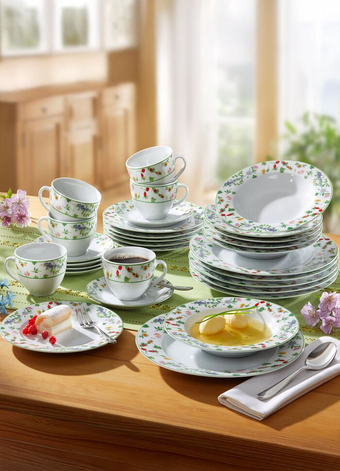 Millefiori porslinsservis av h&ouml;gkvalitativt vitt porslin 