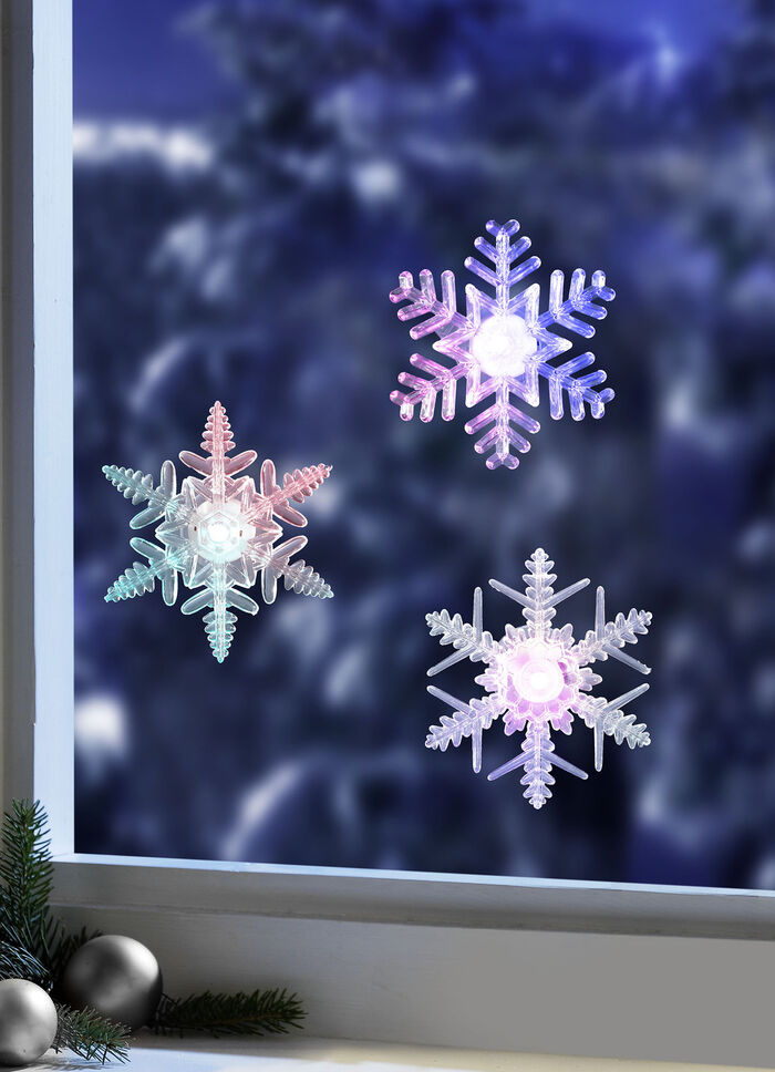 Upplysta 3D-snöflingor, set om 3 