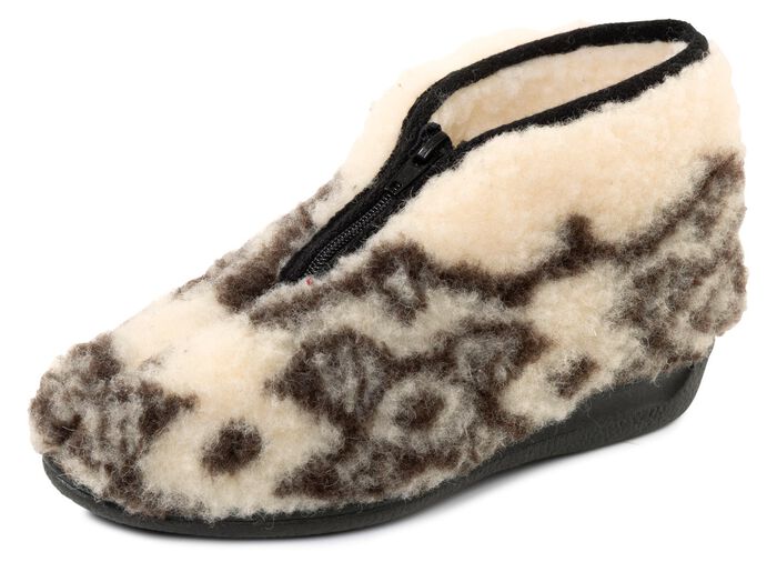 Varma damtofflor med dragkedja 