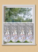 Maritim kort gardin med Plauen-broderi 