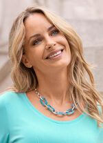 Tidl&ouml;st halsband i str&aring;lande silver och turkosbl&aring;tt 