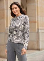 Skjorttunika med snygg fj&auml;derdesign 