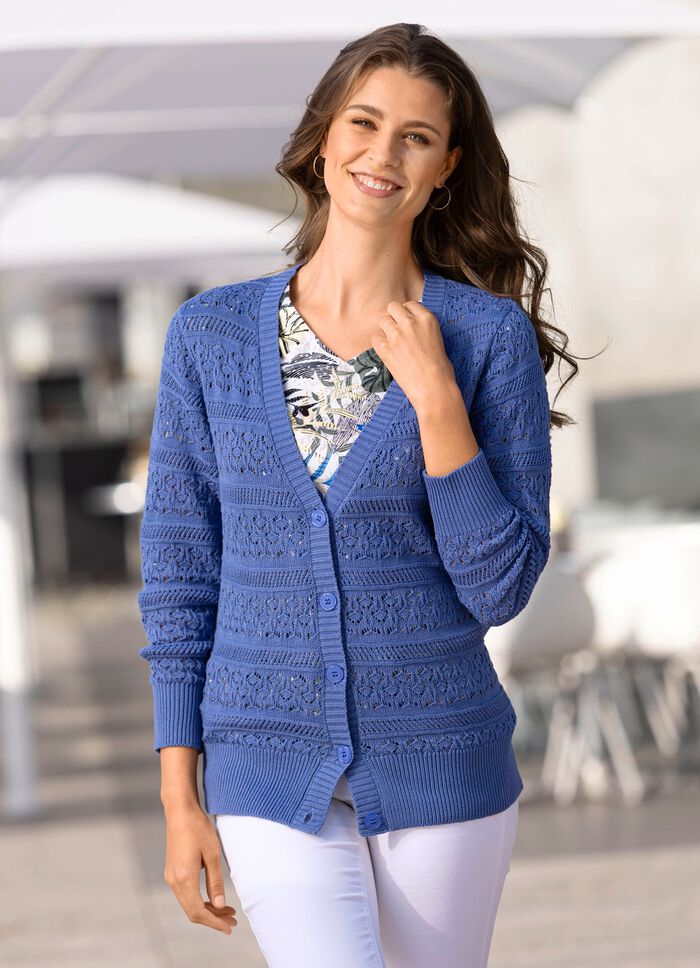 Cardigan i en mix av m&ouml;nster 