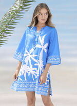 Tunika med palmtryck, ren bomull, 