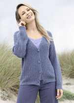 Kofta med paljettgarn JEANS BLÅ MELANGE