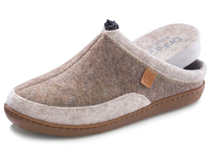 Laurina, klassiska damtofflor, bredd H, med uttagbar fotb&auml;dd TAUPE-BEIGE