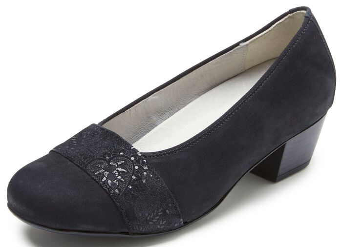 Waldl&auml;ufer, bekv&auml;ma dampumps, vidd K, med uttagbar fotb&auml;dd SVART-VITT