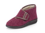 Varma damtofflor, bredd H, med kardborreband BORDEAUX