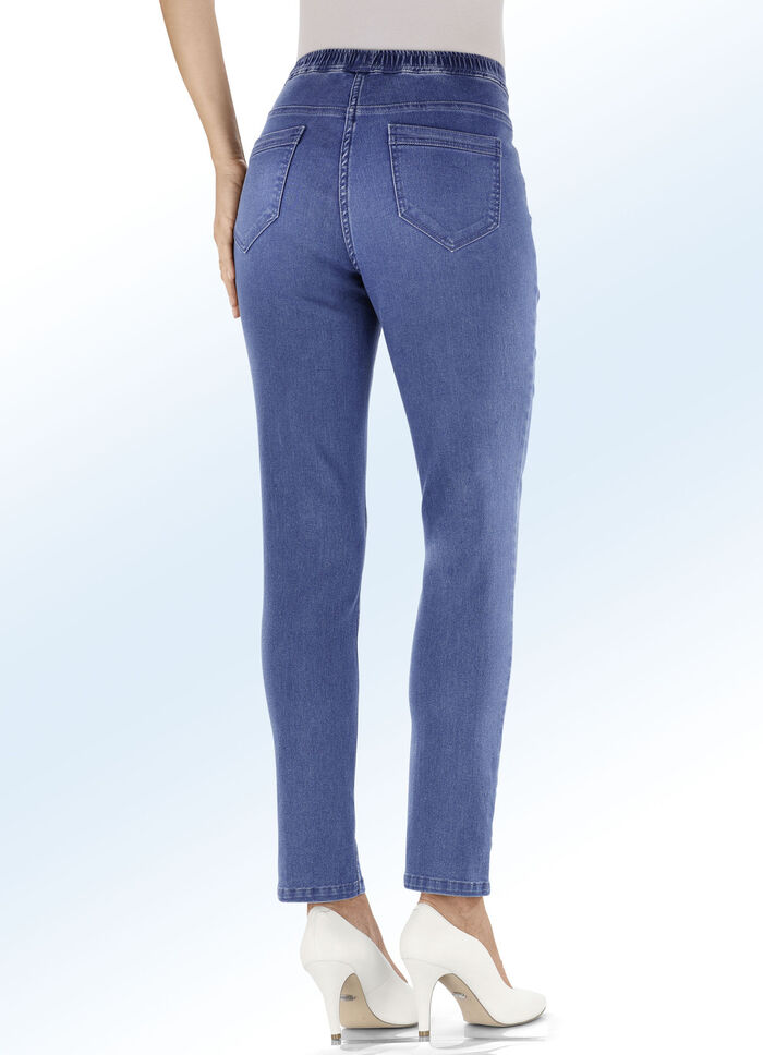 Jeans i dra-på-modell JEANS BLÅ