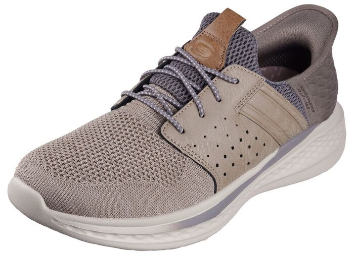 SKECHERS slip-on sko med gjuten slip-in h&auml;lplatta TAUPE-GR&Aring;