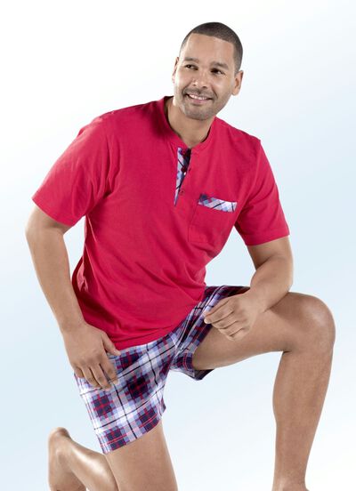 Tv&aring;pack shorts med knappsl&aring;, br&ouml;stficka och vacker rutig design 