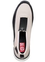 Rieker, snygga damst&ouml;vlar, vidd G, med dragkedja ECRU-SVART