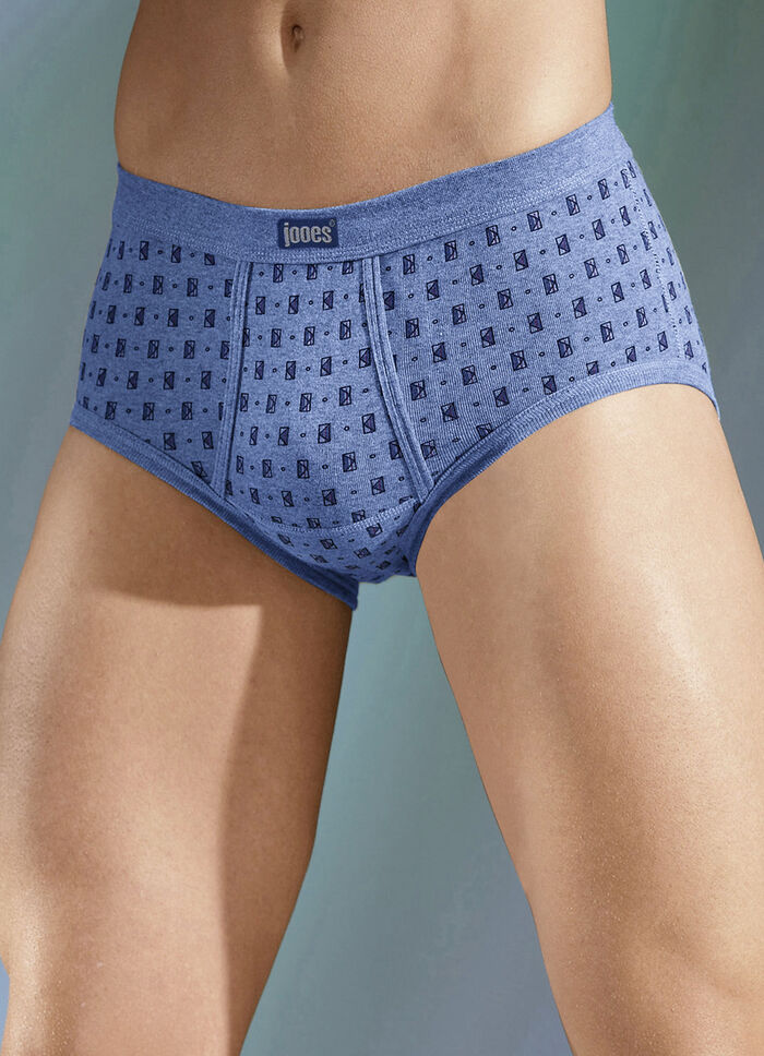 Finribbade kalsonger i fyrpack med gylf och f&auml;rgglatt m&ouml;nster 