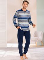 Pyjamas med knappsl&aring; och manschetter 