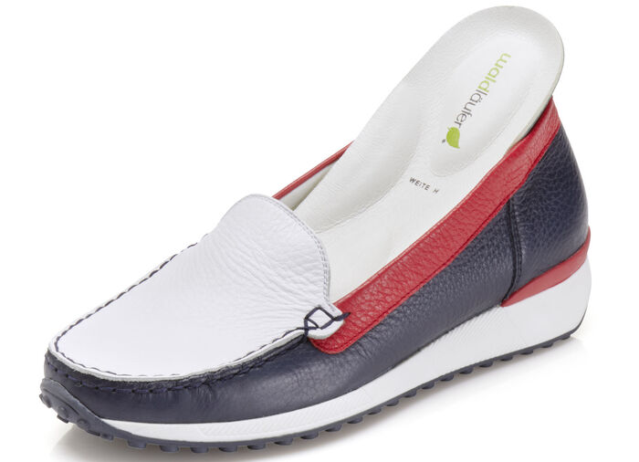 Loafers från Waldläufer av mjukt hjortskinn BLÅ VIT RÖD