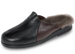 Fodrade herrtofflor med lammskinn SVART MOKA