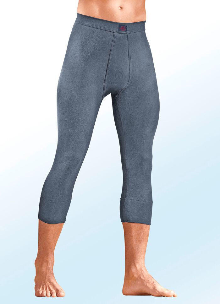 L&aring;ngkalsonger i 3/4-l&auml;ngd i tv&aring;pack av finribbat material med gylf, f&auml;rgade 