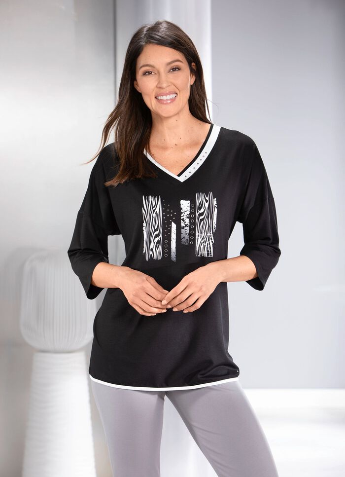 Skjorta med kontrasterande f&auml;rgtryck 