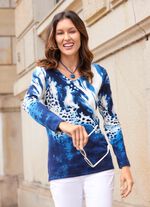 Finstickad tr&ouml;ja med djurtryck 