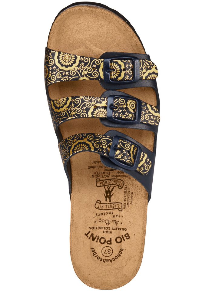 Klassiska damslippers med justerbara remmar MARIN GULD