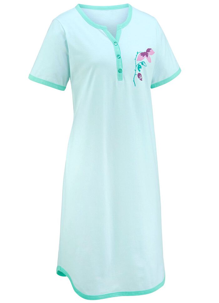 Tv&aring;pack nattlinnen, kn&auml;l&aring;nga med knappsl&aring; och korta &auml;rmar 