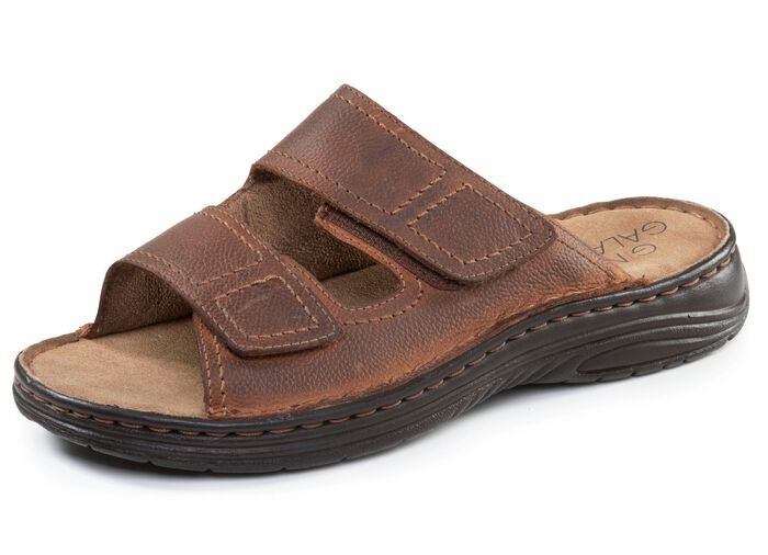 GINO GALANTE, klassiska herrslippers, med kardborrekn&auml;ppning COGNAC