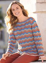 Pullover i sicksack randig design 