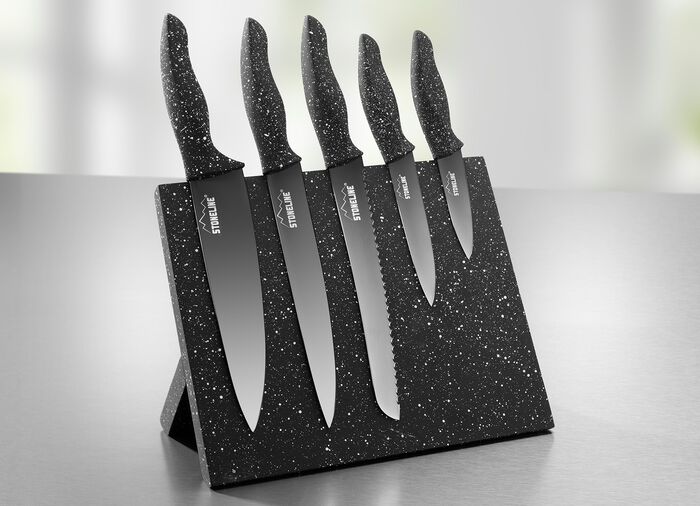 Stoneline®-knivblock, 6 delar, med magnetfält, 