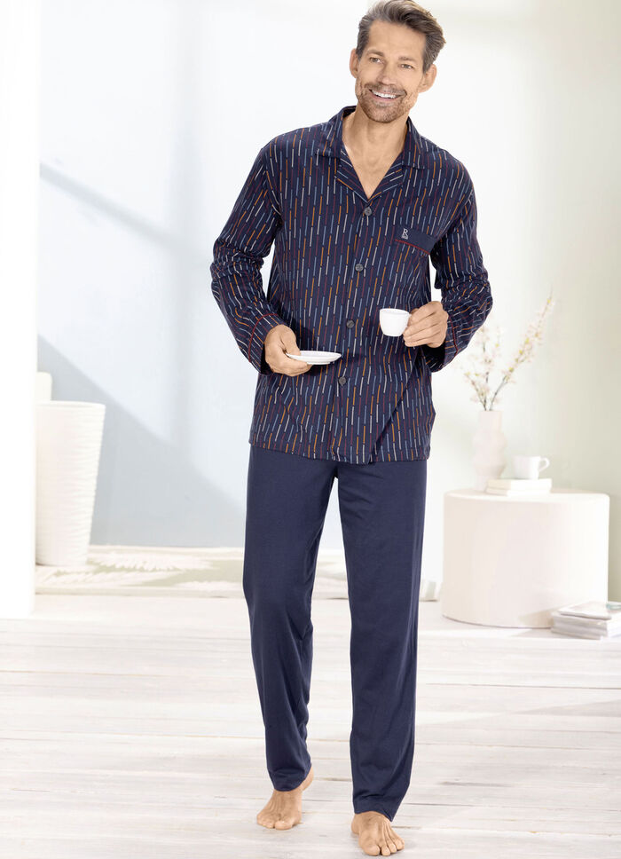 Pyjamas fr&aring;n Pastunette f&ouml;r m&auml;n med kn&auml;ppt topp 