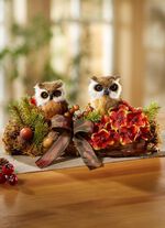 Bordsarrangemang med ugglor 