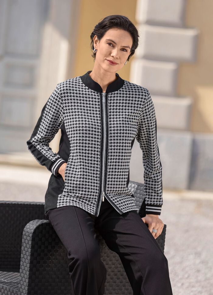 Blusjacka med hundtandsm&ouml;nster 