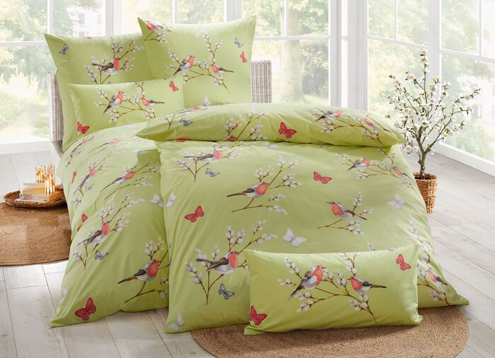 Fint percale-s&auml;ngkl&auml;desset fr&aring;n Florella GR&Uuml;N-BUNT